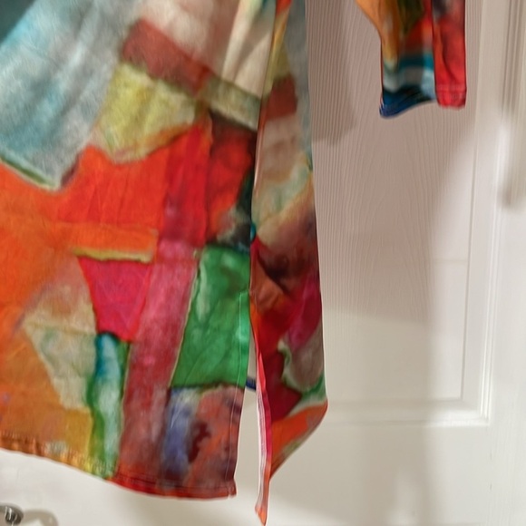 Michael Tyler 3/4 Sleeve Top Blouse V-neck Casual Abstract Women’s Tunic Size L - Picture 3 of 11